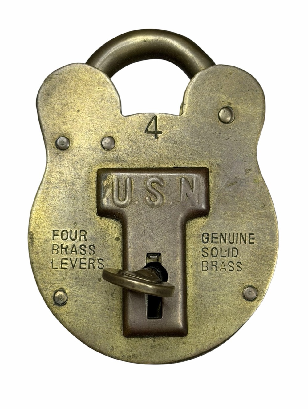Vintage U.S. Navy USN #4 Jas. Morgan & Sons Boston Genuine Solid Brass Lock